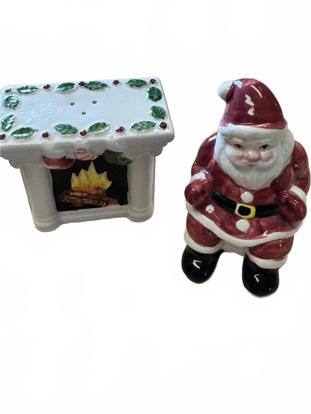 Otagiri Santa Fireplace Salt Pepper Shakers Mary Ann Baker Ceramic Japan